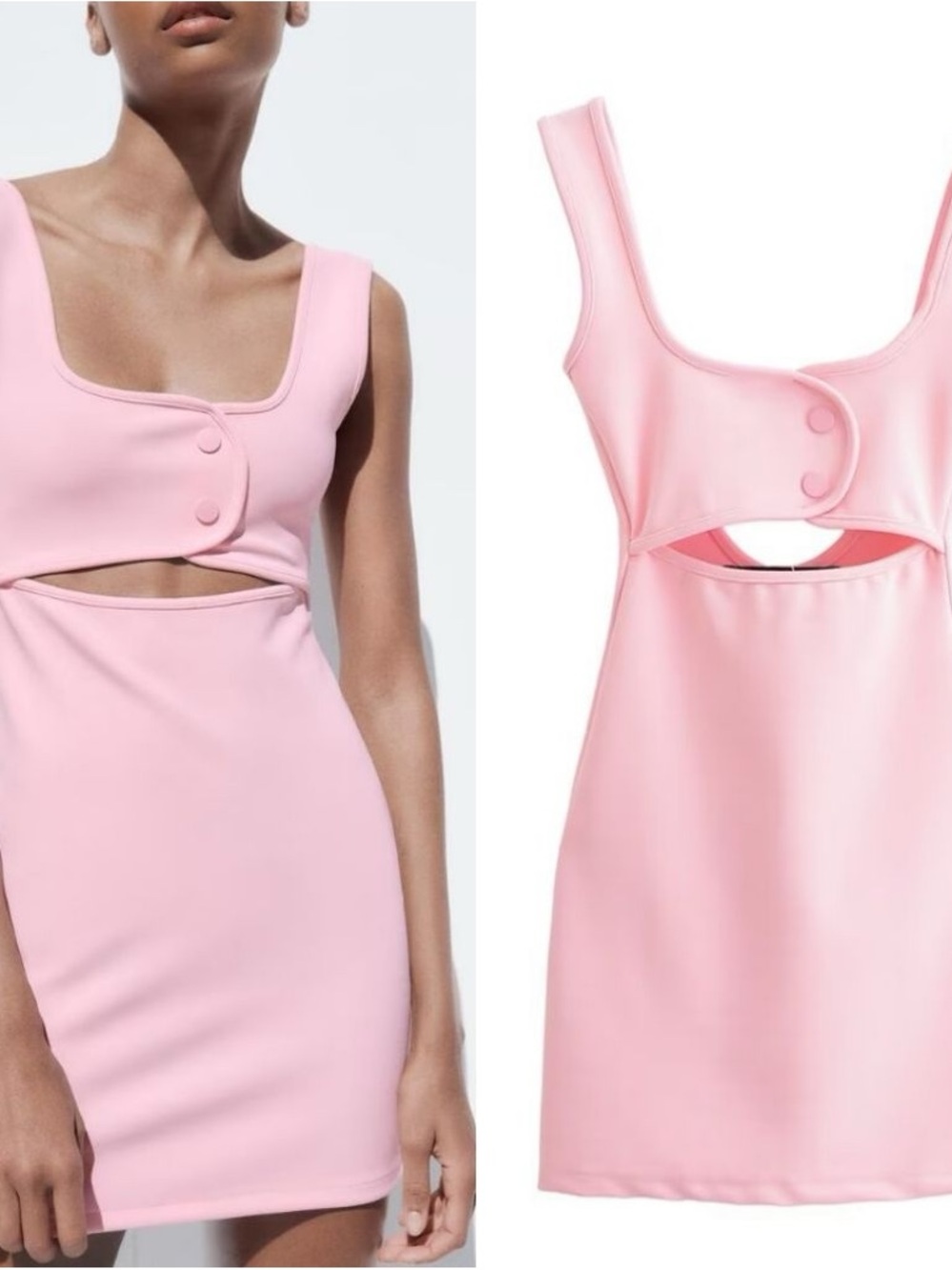 Zara Sleeveless Pink Cutout Mini Dress